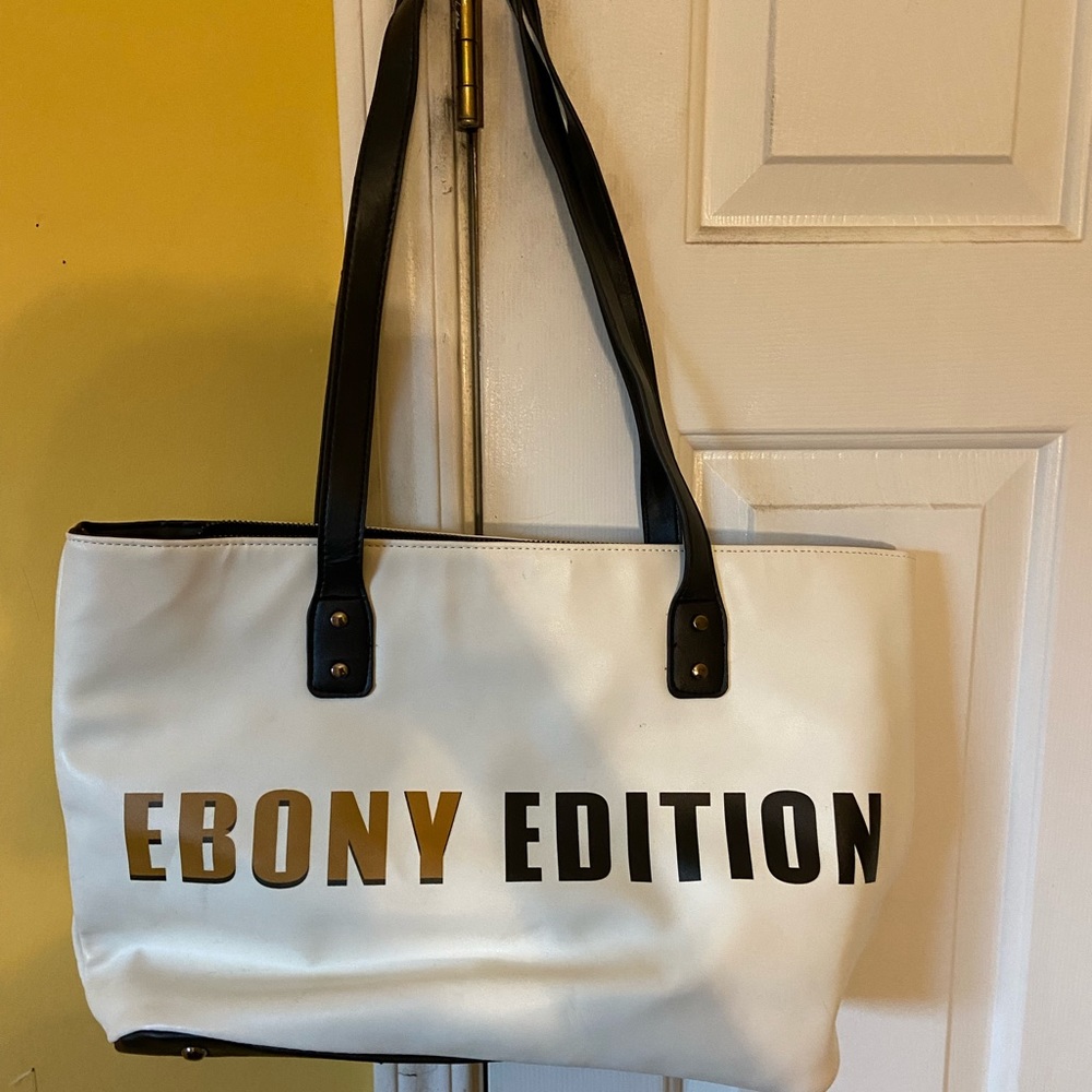 White/Brown/Gold Tote Bag (Ebony Edition Online Botique) - Picture 1 of 4